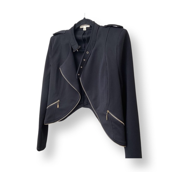 [ CHOCOLATE ] Black Femme Fatale Crop Moto Jacket w/Neck Strap : Med : L… - Picture 3 of 7